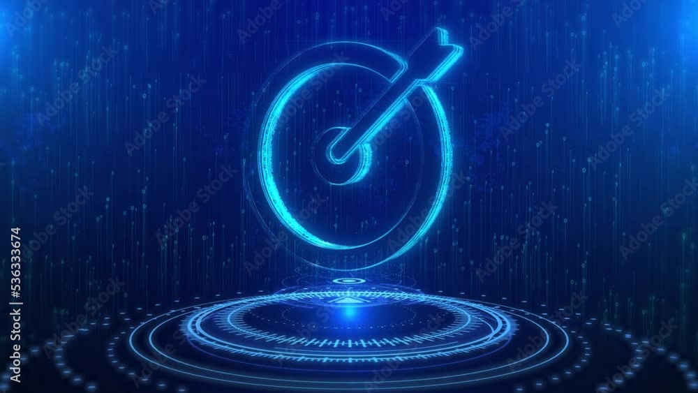 Poster target goal text cyberspace future digital technology hologram loop . success business target symbol