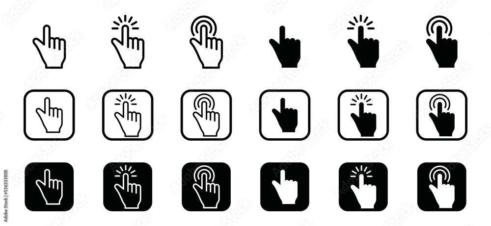 Poster hand cursor or click icon vector collection. computer mouse icon pointer cursor symbol illustration.