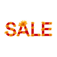 Naklejka premium sale flower letters, price tag for discounts background
