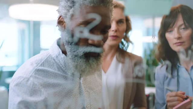 Teamwork, sticky notes or business team with strategy, planning with storyboard in office. Corporate people, calendar or team working with collaboration, communication and project management schedule