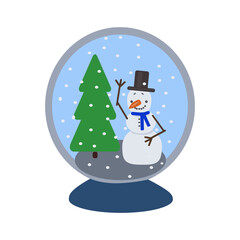 illustration vector cute christmas toy souvenir glass ball with snow