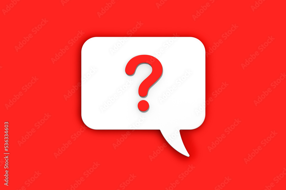 Fototapete red question mark on a white message board. emergency signal. question notification. message on a re