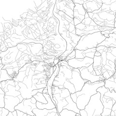 Area map of Decin Czech Republic with white background and black roads