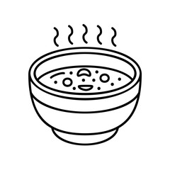 Soup icon with bowl and smoke in black outline style