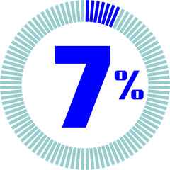 Fototapeta premium 7 Percentage with Round Pie Chart. Economy, medical, sport and speed concept