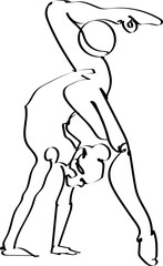 Vector sketch of a gymnast girl with a ball