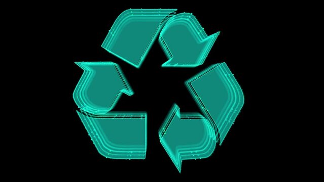 Digital Animation of Recycle icon. Concept of Recycled Materials Sign Ecological Zero Waste Lifestyle, Ecology Thinking, Eco