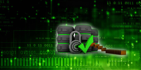 3d rendering Folder connected to database lock
