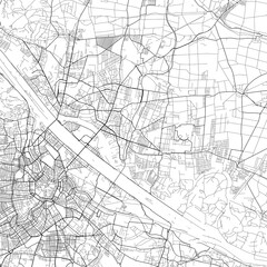 Area map of Donaustadt Austria with white background and black roads