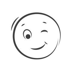 Fototapeta premium Emoticon icon. Happy winking face Emoji isolated on white background. Vector illustration.