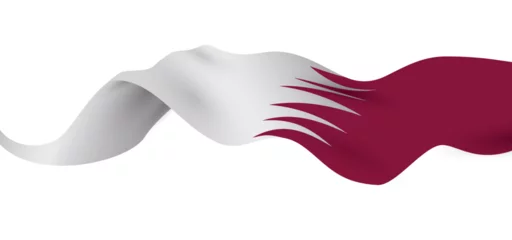 Fotobehang Qatar flag floating in the air with waving effect, Vector illustration © Penwin