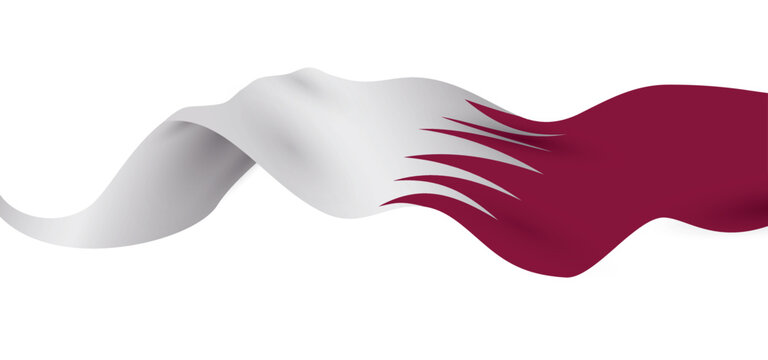 Qatar flag floating in the air with waving effect, Vector illustration