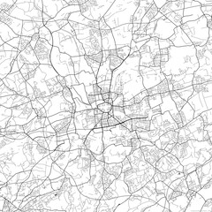 Area map of Dortmund Germany with white background and black roads