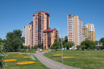 Residential multi-storey buildings on Prospect Mira. Rostokino district. Moscow, Russia