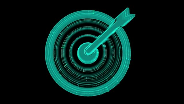 Digital Animation of Target Goal icon. Concept of Business goal target achievement, competition, strategy, accuracy.