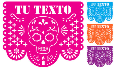 Papel picado para el d&iacute;a de muertos, puedes colocar tu propio texto
