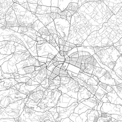 Area map of Dresden Germany with white background and black roads