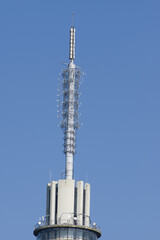 Closeup of a high broadcasting tower