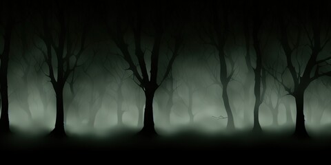 Obraz premium Silhouette illustration of trees in the dark scary woods, for Halloween theme or background. High quality Illustration