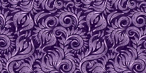 Seamless abstract elegant pattern with curve element in purple color