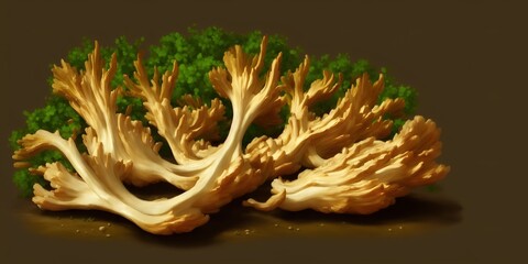 Hen of the Woods finely chopped for cooking. High quality Illustration