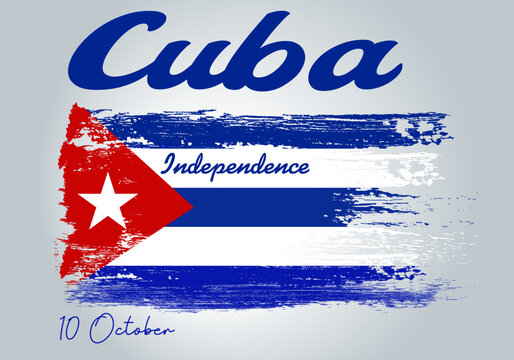 Grunge brush stroke with Cuba national flag. Watercolor painting flag of Cuba.