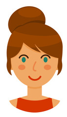 Avatar of brunette woman, PNG isolated on transparent background