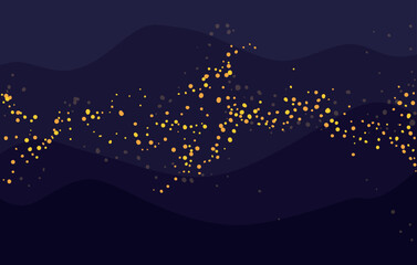 Fototapeta premium Night scene with dunes and magical dust or sand, Vector illustration