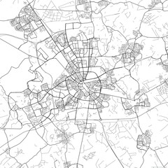 Area map of Eindhoven Netherlands with white background and black roads