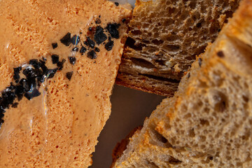 Foie gras pate with buckwheat bread and wine