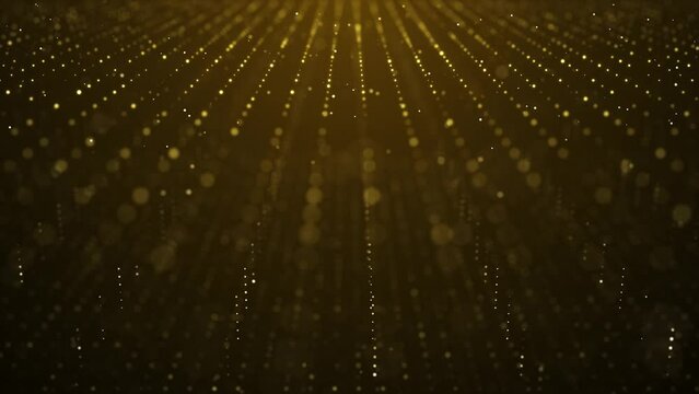 Abstract award luxury gold particles flowing dots loop background.