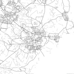 Area map of Enschede Netherlands with white background and black roads