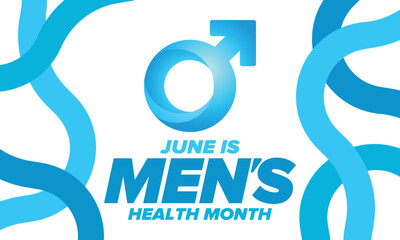 Obraz premium National Men's Health Month in June. Health education program. Celebrated annual in United States. Medical concept. Care and health. Poster, card, banner and background. Vector illustration