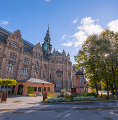 Obraz premium Old gothic museum building a colorful sunny autumn day in Stockholm