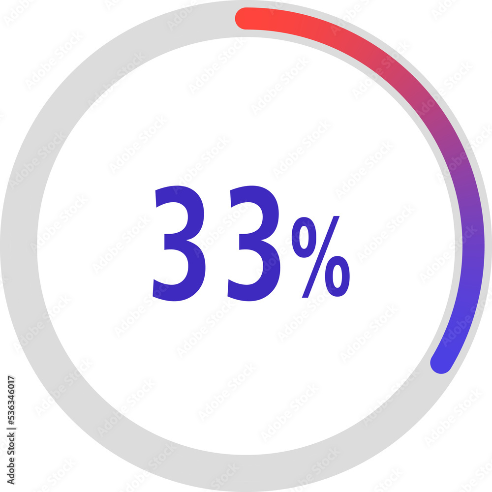 Wall mural circle percentage diagrams, Pie Charts icon Showing 33%