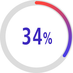 circle percentage diagrams, Pie Charts icon Showing 34%