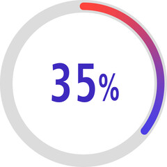 circle percentage diagrams, Pie Charts icon Showing 35%