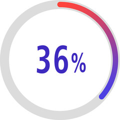 circle percentage diagrams, Pie Charts icon Showing 36%