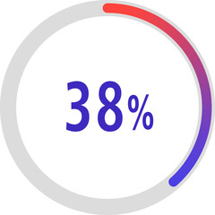 circle percentage diagrams, Pie Charts icon Showing 38%