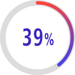 circle percentage diagrams, Pie Charts icon Showing 39%