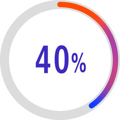 circle percentage diagrams, Pie Charts icon Showing 40%