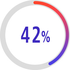 circle percentage diagrams, Pie Charts icon Showing 42%