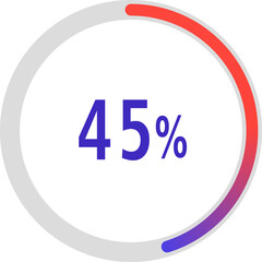 circle percentage diagrams, Pie Charts icon Showing 45%