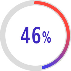 circle percentage diagrams, Pie Charts icon Showing 46%