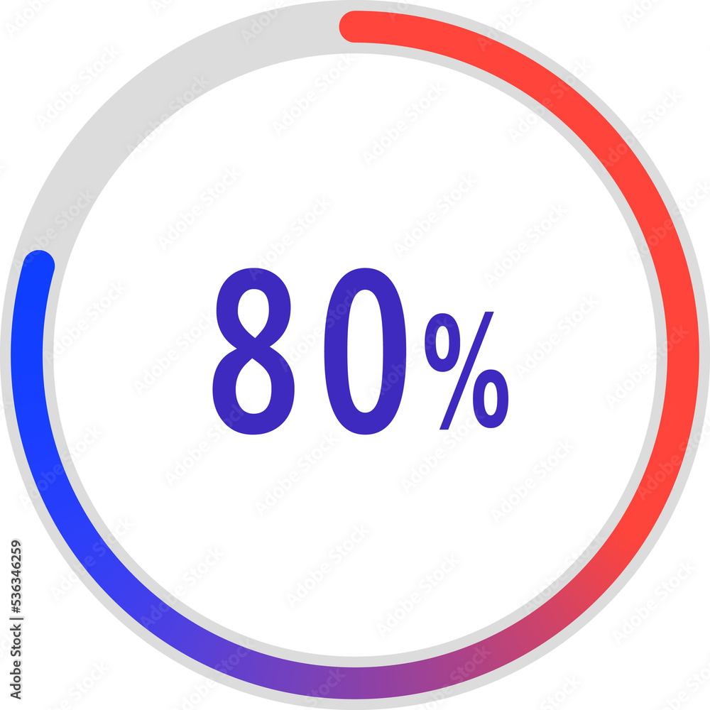 Sticker circle percentage diagrams, Pie Charts icon Showing 80%