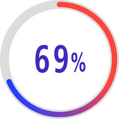 circle percentage diagrams, Pie Charts icon Showing 69%