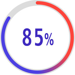 circle percentage diagrams, Pie Charts icon Showing 85%