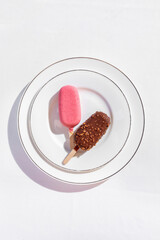 Chocolate and strawberry ice cream