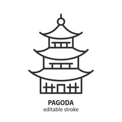 Pagoda line icon. Traditional japanese building vector symbol. Editable stroke.