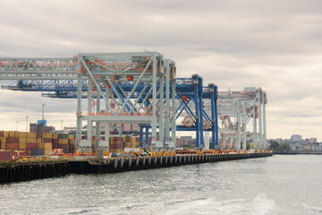 Nice view of the harbor facilities in the city of Boston, Massachusetts, USA